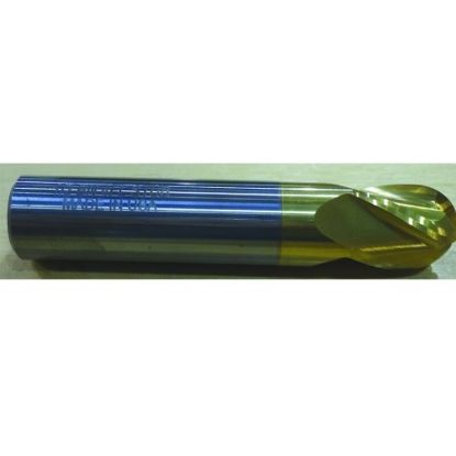 Picture of HTC 109-3100 DIA 1 SH 1.00 LOC 1.00 OAL3.00 End Mill Standard Flute Standard Helix Carbide TiN Single End Ball NoseBall