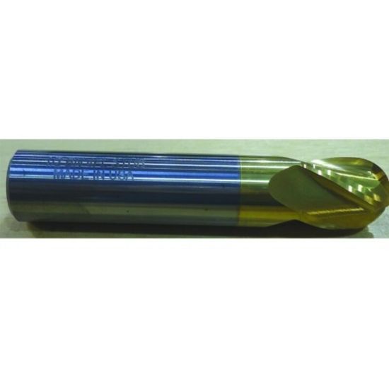Picture of HTC 109-3100 DIA 1 SH 1.00 LOC 1.00 OAL3.00 End Mill Standard Flute Standard Helix Carbide TiN Single End Ball NoseBall