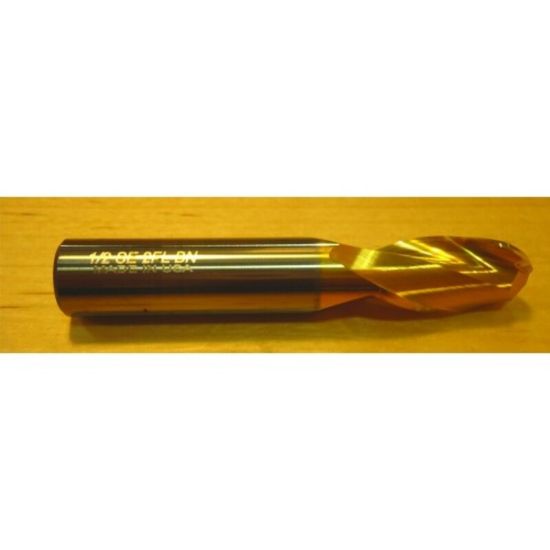 Picture of HTC 140-2578 DIA 37/64 SH 0.6250 LOC 1.2500 OAL3.50 End Mill Standard Flute Standard Helix Carbide TiN Single End Ball NoseBall