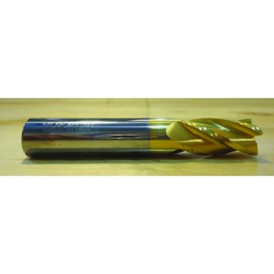 Picture of HTC 125-2546 DIA 35/64 SH 0.5625 LOC 1.2500 OAL3.50 End Mill Standard Flute Standard Helix Carbide TiN Single End Square Sharp