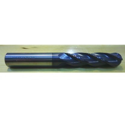 Picture of HTC 165-4625 DIA 5/8 SH 0.6250 LOC 2.2500 OAL5.00 End Mill Standard Flute Standard Helix Carbide AlTiN Single End Ball NoseBall