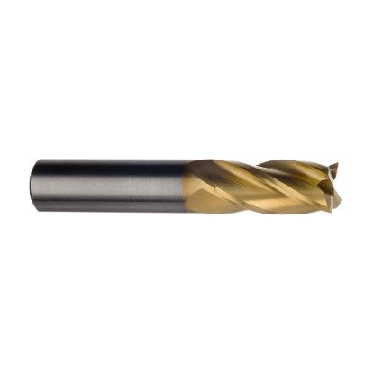 Picture of IMCO 30722 DIA 3/16 SH 0.1875 LOC 0.6250 OAL2.00 End Mill Standard Flute Standard Helix Carbide TiN Single End Square Sharp GENERAL PURPOSE