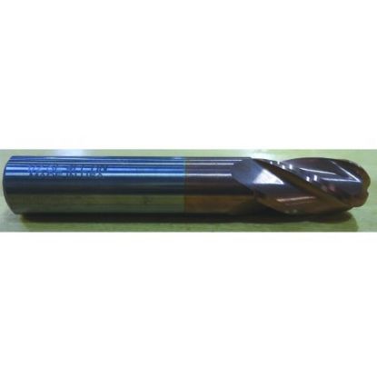 Picture of HTC 143-4546 DIA 35/64 SH 0.5625 LOC 1.2500 OAL3.50 End Mill Standard Flute Standard Helix Carbide TiCN Single End Ball NoseBall