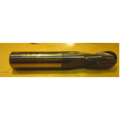 Picture of HTC 145-3609 DIA 39/64 SH 0.6250 LOC 1.2500 OAL3.50 End Mill Standard Flute Standard Helix Carbide AlTiN Single End Ball NoseBall