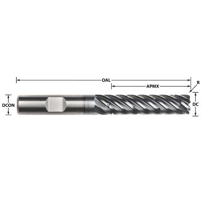 Picture of IMCO 63369 DIA 20MM SH 0.7874 LOC 3.1496 OAL5.9055 End Mill Standard Flute Standard Helix Carbide AlCrN Single End Corner Radius0.0394 1.00MM Pow-R-Path Mill