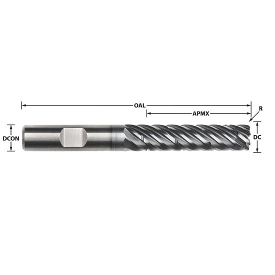 Picture of IMCO 63369 DIA 20MM SH 0.7874 LOC 3.1496 OAL5.9055 End Mill Standard Flute Standard Helix Carbide AlCrN Single End Corner Radius0.0394 1.00MM Pow-R-Path Mill
