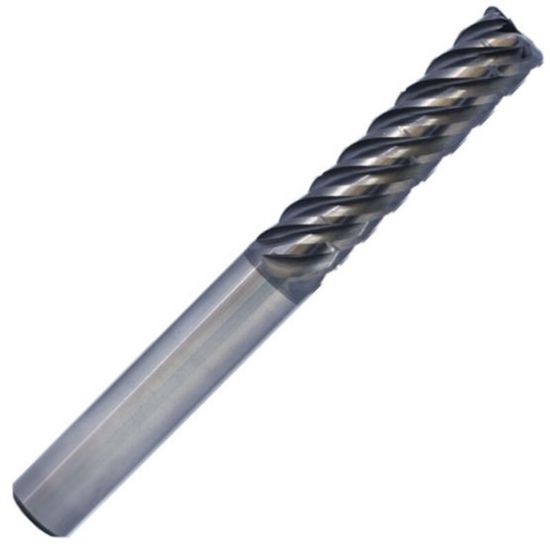 Picture of ICE 482-625-7 DIA 5/8 SH 0.6250 LOC 2.6250 OAL5.00 End Mill Standard Flute Variable Helix Carbide ALL4 Single End Square Sharp Black