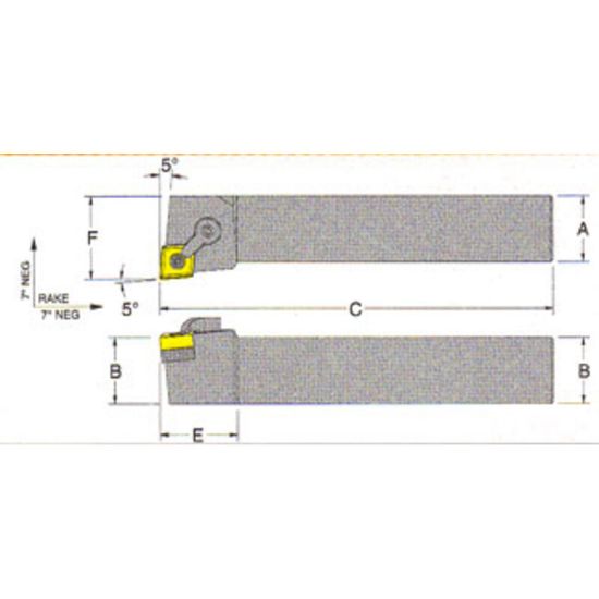 Picture of RMC MCLNL-16-5DTurning Stick Tool 80.0° Insert Square 1.000 6.000 Oal Left Hand