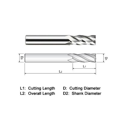 Picture of WIDIN EA304012LS DIA 3/16 SH 0.1875 LOC 1.50 OAL4.00 End Mill Standard Flute Standard Helix Carbide Uncoated Single End Square Sharp GENERAL PURPOSE