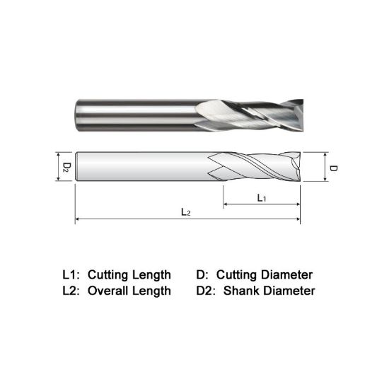 Picture of WIDIN EA302012LS DIA 3/16 SH 0.1875 LOC 1.50 OAL4.00 End Mill Standard Flute Standard Helix Carbide Uncoated Single End Square Sharp GENERAL PURPOSE