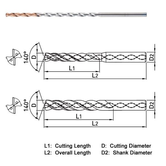Picture of WIDIN SF520093 9.30MM DIA 140° POINT 2 Flute 20XD Drill
