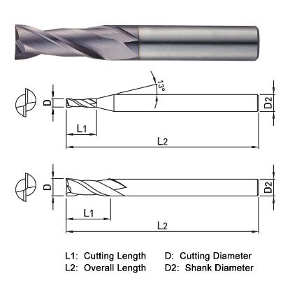 Picture of WIDIN TX202040 DIA 4MM SH 0.1575 LOC 0.5510 OAL2.0079 End Mill Standard Flute Standard Helix Carbide TiAlN Single End Square Sharp THUNDER