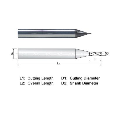 Picture of WIDIN MZ502040 DIA 0.04 SH 0.1250 LOC 0.10 OAL1.50 End Mill Standard Flute Standard Helix Carbide AlTiN Single End Square Sharp Z-CLASSIC