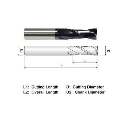 Picture of WIDIN ZA302020S DIA 5/16 SH 0.3125 LOC 0.50 OAL2.50 End Mill Standard Flute Standard Helix Carbide AlTiN Single End Square Sharp GENERAL PURPOSE