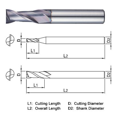 Picture of WIDIN ZE302010 DIA 1MM SH 0.2362 LOC 0.0984 OAL1.5748 End Mill Standard Flute Standard Helix Carbide TiAlN Single End Square Sharp THUNDER