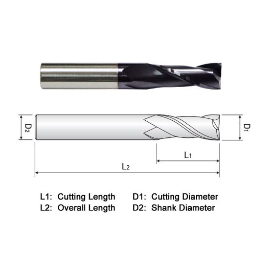 Picture of WIDIN ZA502004 DIA 1/16 SH 0.1250 LOC 0.1875 OAL1.50 End Mill Standard Flute Standard Helix Carbide AlTiN Single End Square Sharp Z-CLASSIC