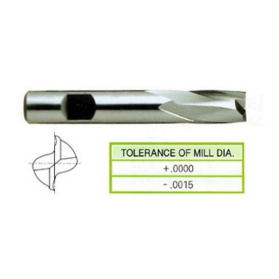 Picture of YG-1 14062 DIA 7/16 SH 0.3750 LOC 0.8125 OAL2.50 End Mill Standard Flute Standard Helix HSS Uncoated Single End Square Sharp GENERAL Purpose