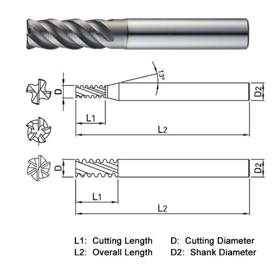 Picture of WIDIN ZF626201F DIA 20MM SH 0.7874 LOC 1.4961 OAL4.0945 End Mill Carbide AlTiN Single End Square Sharp Z-SUS-MATE