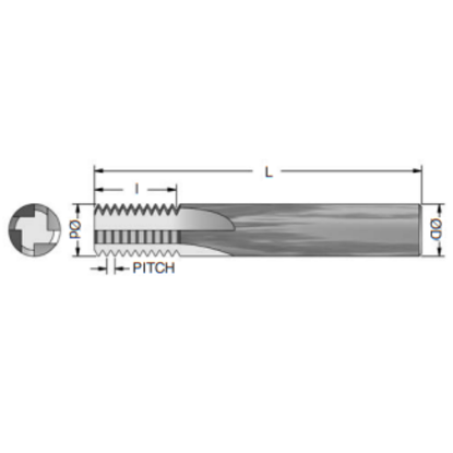 Picture of ADVENT TOOL 581458-1CSNPSF Carbide Thread Mill 14.00TPI NPSF 0.620 Cutter Diameter Cylindrical 0.6250 Shank 