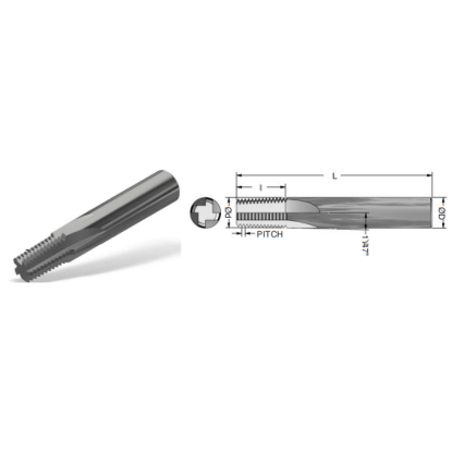 Picture of ADVENT TOOL 7161812-1CSNPT Carbide Thread Mill 18.00TPI NPT 0.432 Cutter Diameter Cylindrical 0.5000 Shank 