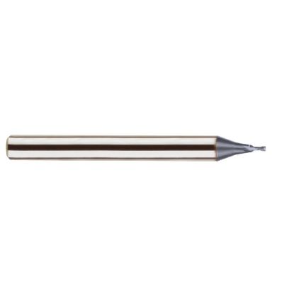 Picture of YG-1 GMF23941 DIA 0.098 SH 0.1250 LOC 0.2500 OAL2.00 End Mill Standard Flute Standard Helix Carbide TiAlN Single End Square Sharp 4G Mill