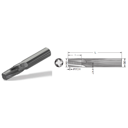 Picture of ADVENT TOOL 381838-1CSNPTF3H Carbide Thread Mill 18.00TPI NPT 0.370 Cutter Diameter Cylindrical 0.3750 Shank 