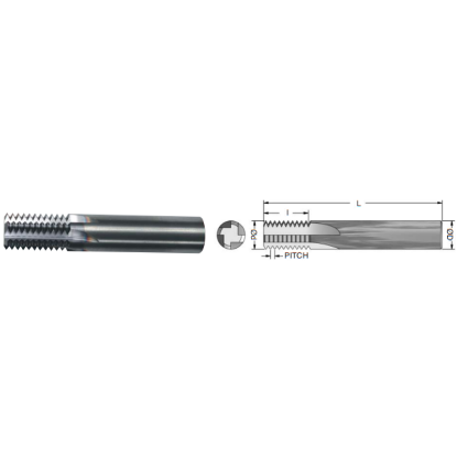 Picture of ADVENT TOOL M182.012-1CS Carbide Thread Mill 2.00MM METRIC 0.495 Cutter Diameter Cylindrical 0.5000 Shank 