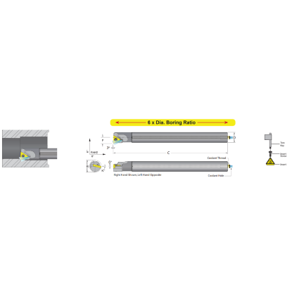 Picture of DORIAN E12M-R-STUPR-11 Boring Bar Triangle Carbide Round With One Flat 0.472 Shank 8.000 OAL 