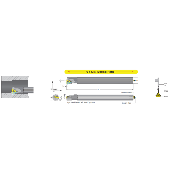 Picture of DORIAN E12M-R-STUPR-11 Boring Bar Triangle Carbide Round With One Flat 0.472 Shank 8.000 OAL 