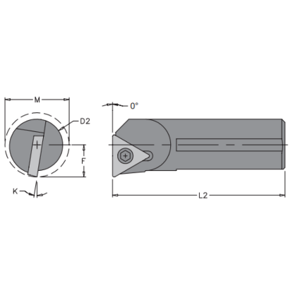 Picture of EVEREDE TOOL E10Q STFCL-3 Triangle Boring Bar Dia0.6250 Positive 0.6250 15.88MM - 5/8Cutter Dia