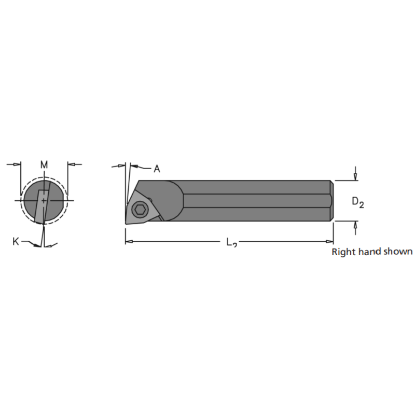Picture of EVEREDE TOOL E10Q SWLCR-2 Trigon Boring Bar Dia0.6250 Positive 0.6250 15.88MM - 5/8Cutter Dia