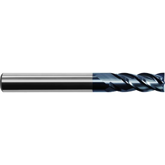Picture of ZCC UM-4E-1/4 KMG405 DIA 1/4 SH 0.2500 LOC 0.7500 OAL2.50 End Mill Standard Flute Variable Helix Carbide TiAlN Single End Square Sharp 
