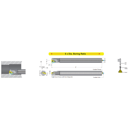 Picture of DORIAN E08R-STUCL-2 Boring Bar Triangle Carbide Round With One Flat 0.500 Shank 8.000 OAL 