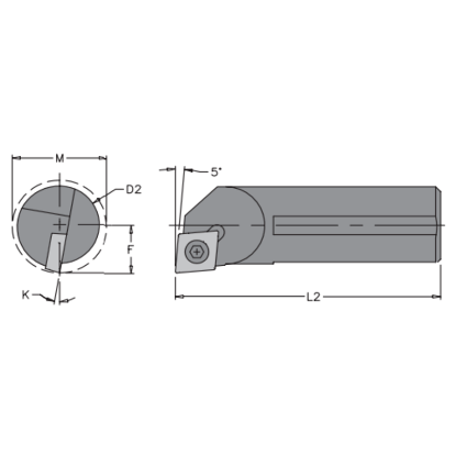 Picture of EVEREDE TOOL E10Q SCLPR-3 80.0 ° Boring Bar Dia0.6250 Positive 0.6250 15.88MM - 5/8Cutter Dia