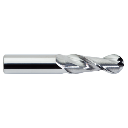 Picture of M.A. FORD 135B12500 DIA 1/8 SH 0.1250 LOC 0.3750 OAL1.50 End Mill Standard Flute Standard Helix Carbide Uncoated Single End Ball NoseBall TuffCut® AL