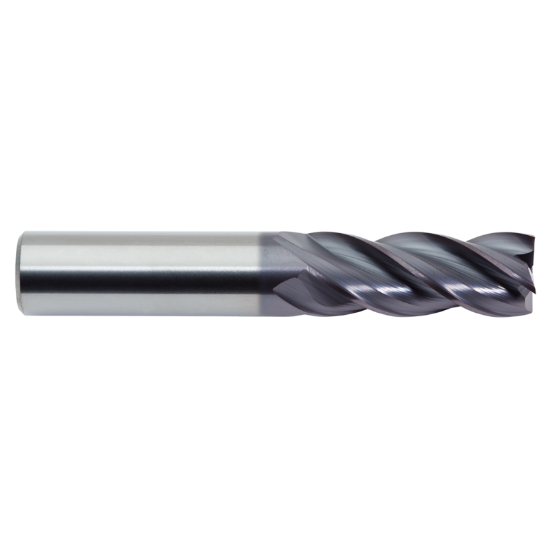 Picture of M.A. FORD 17725002A DIA 1/4 SH 0.2500 LOC 0.2500 OAL2.00 End Mill Standard Flute Variable Helix Carbide AlTiN Single End Corner Radius0.0150 0.38MM TuffCut® XR