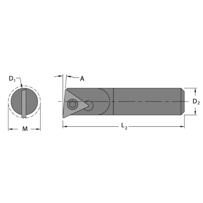 Picture of EVEREDE TOOL HC2910 Triangle Boring Bar Dia0.3750 Positive 0.3750 9.53MM - 3/8Cutter Dia