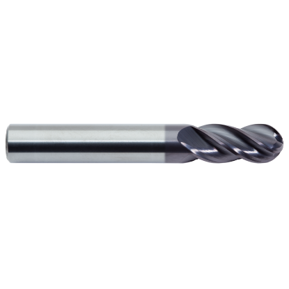 Picture of ICE 016-500-3 DIA 1/2 SH 0.50 LOC 1.00 OAL3.00 End Mill Standard Flute Standard Helix Carbide Single End Ball NoseBall Blue