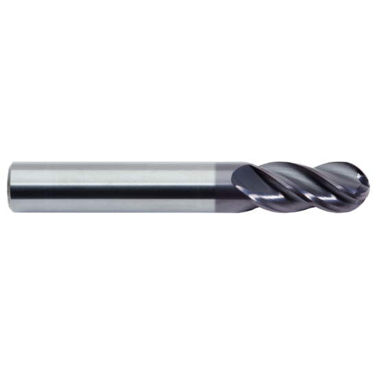 Picture of ICE 016-500-3 DIA 1/2 SH 0.50 LOC 1.00 OAL3.00 End Mill Standard Flute Standard Helix Carbide Single End Ball NoseBall Blue
