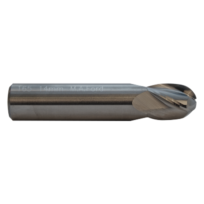 Picture of M.A. FORD 16503120A DIA 1/32 SH 0.1250 LOC 0.0625 OAL1.50 End Mill Standard Flute Standard Helix Carbide AlTiN Single End Ball NoseBall TuffCut® GP