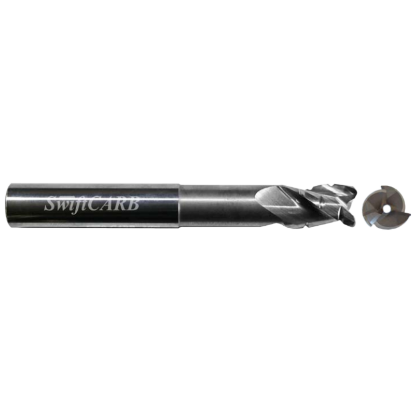Picture of SWIFTCARB AV10003E6NUPTCC0 DIA 1 SH 1.00 LOC 1.50 OAL8.00 End Mill Standard Flute Variable Helix Carbide Uncoated Single End Corner Radius0.0600 1.52MM
