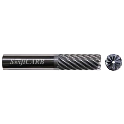 Picture of SWIFTCARB XM1000BH200ERLCM DIA 1 SH 1.00 LOC 2.6250 OAL5.00 End Mill Standard Flute Variable Helix Carbide AlTiN Single End Corner Radius0.1200 3.05MM