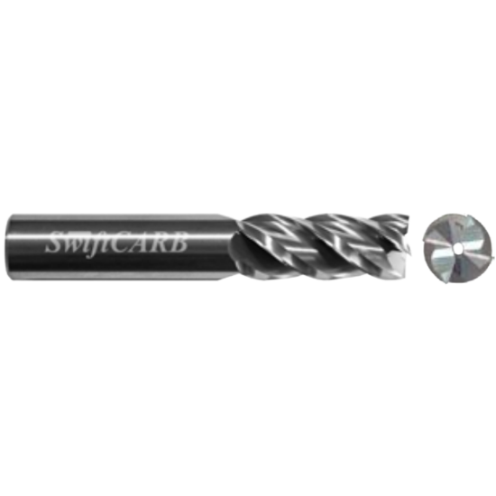 Picture of SWIFTCARB AF12504II00IRQC0 DIA 1-1/4 SH 1.2500 LOC 3.2500 OAL6.00 End Mill Standard Flute Variable Helix Carbide Uncoated Single End Corner Radius0.1870 4.75MM