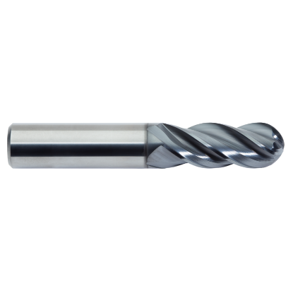 Picture of M.A. FORD 27918710B DIA 3/16 SH 0.1875 LOC 0.6250 OAL2.00 End Mill Standard Flute Variable Helix Carbide AlTiN Single End Ball NoseBall TuffCut® XT