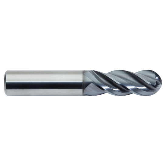 Picture of M.A. FORD 27918710B DIA 3/16 SH 0.1875 LOC 0.6250 OAL2.00 End Mill Standard Flute Variable Helix Carbide AlTiN Single End Ball NoseBall TuffCut® XT